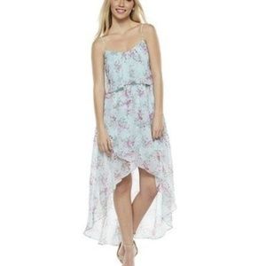 Floral Empire Waist Maxi Dress Light Blue